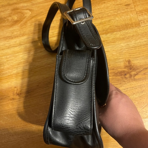 Vintage Coach Flap Front Shoulder Bag Crossbody Black Leather RARE - Picture 5 of 13